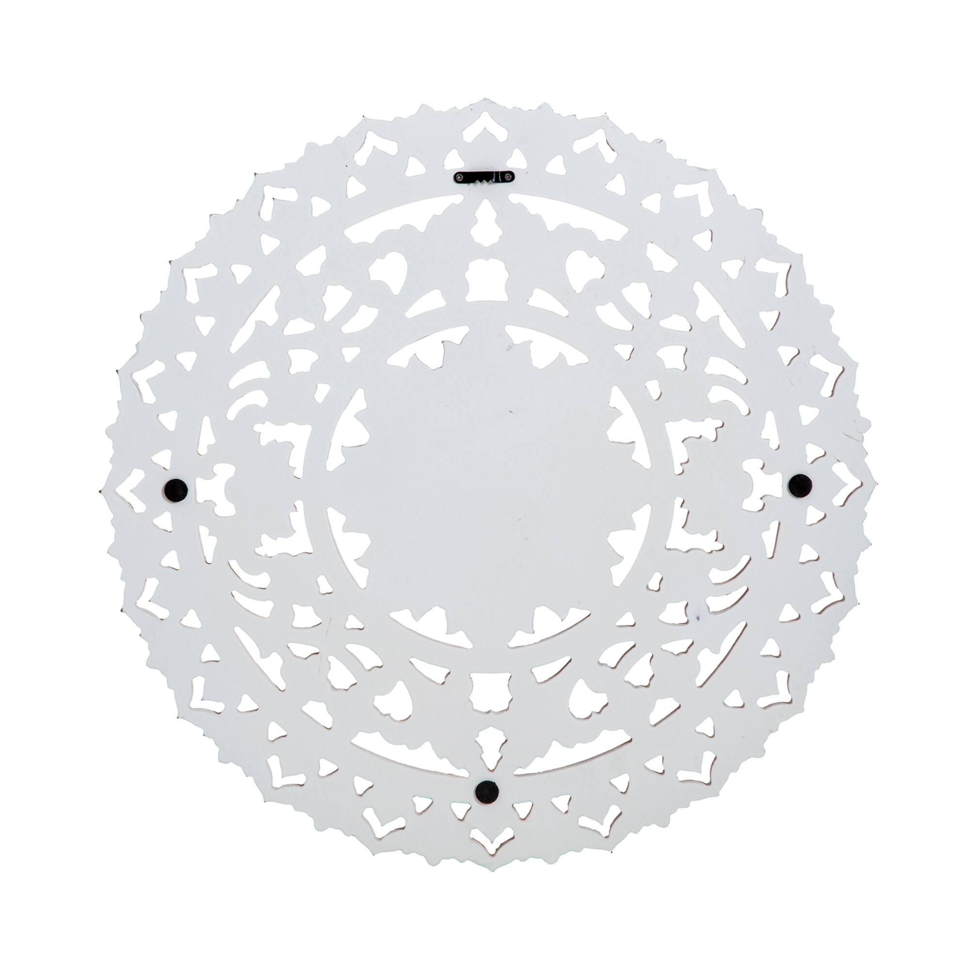 Habitat Etta 24" White Carved Floral Round Wall Art